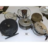 6 vintage metal fishing reels