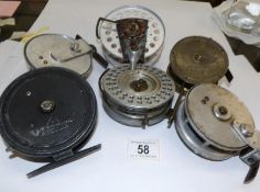 6 vintage metal fishing reels