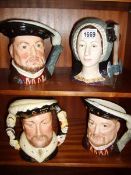4 Royal Doulton character jugs including Henry VIII