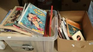 A quantity of books including Panda in Wonderland and a quantity of comics including British and U.