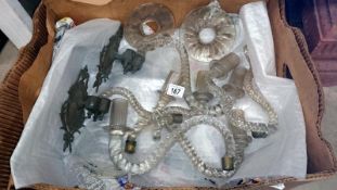 A mixed lot of Victorian glass wall light fittings,