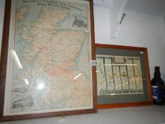 A framed and glazed map of rail,