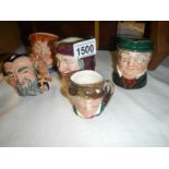 5 small character jugs