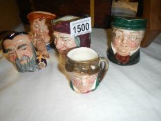 5 small character jugs