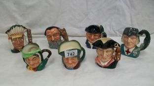 7 small Royal Doulton character jugs