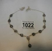 A silver agate necklace