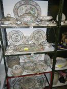 4 shelves of Indian Tree pattern tea and dinnerware including meat platters,