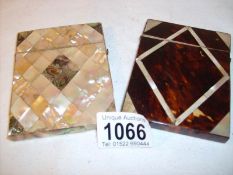 A mother of pearl and faux tortoise shell card case a/f