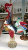 A Murano glass cockerel (tail feather a.