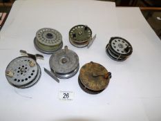 6 vintage metal fishing reels