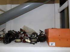 A collection of fishing reels