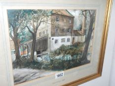 A watercolour of Claythorpe Mill signed John Brookes Aug 1975, size inc frame 19.