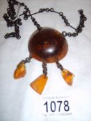 A Baltic amber? pendant on chain