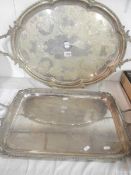 2 heavy silver plate trays including Waring