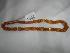 An amber bead necklace