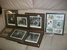 6 framed engravings including Gainsborough Old Hall,