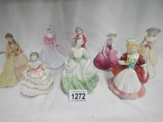 8 assorted Royal Doulton and Coalport figurines