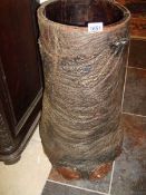 A very large elephant foot umbrella stand lined inside with wood, approx.