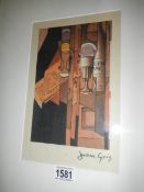 A signed print by Juan Gris entitels Journal Et Bouteille De Vin,