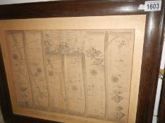 A 17th century map of Nottingham and Grimsby dated 1675 and an indenture dated 1671
