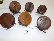 6 vintage wooden reels
