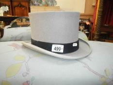 A Moss Bros grey wall top hat,
