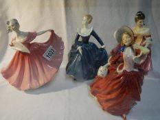 4 Royal Doulton figurines including Southern Belle
