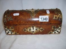 A walnut brass mounted jewellery casket
