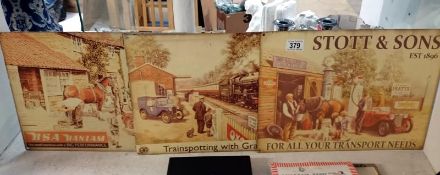 4 reproduction metal advertising signed including BSA Bantam