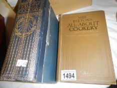 1 volume Mrs Beeton's Family Cookery circa 1920/30's and Mrs Beeton's All about cookery circa