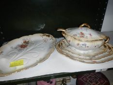 4 early Doulton Burslem meat platters and tureen with ladle