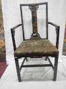 A lacquered chinoiserie elbow chair