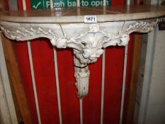 A late 18th century painted marble top console table