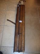 A WW1 triple folding oak and metal trench ladder marked 'Hodgkinsons Patent, Ambergate,