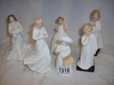 6 Royal Doulton figurines of ladies and children, Bedtime,