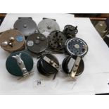 10 vintage fishing reels including Grice & Young, Parkwood,