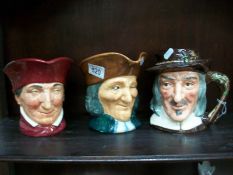 3 large Royal Doulton character jugs including Isaac Walton