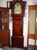 An inlaid Grandfather clock with painted dial
