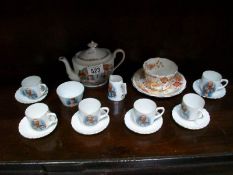 A rare miniature George V and Mary commemorative tea set together with an Edward VII coronation cup