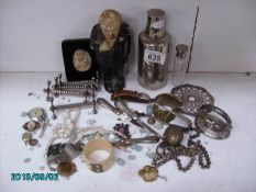 A mixed lot including Churchill figure, costume jewellery,