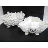 An Edwardian Worcester trefoil dish and a lattice bowl