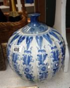 A Chinese blue and white ginger jar in the form of a pumpkin