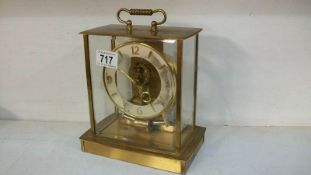 A German brass cased clock by Kieninger & Obergfell with 6 jewels