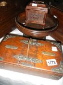 A Victorian oak cigarette box,