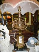 An ornate table lamp