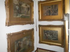 2 pairs of 19th century framed and glazed prints 'Arcadian Garden' 'Ionian Garden' a/f