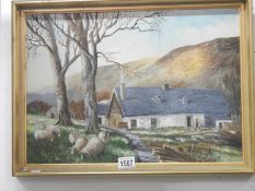 An oil on board 'Hill Farm' signed S R Nowles,
