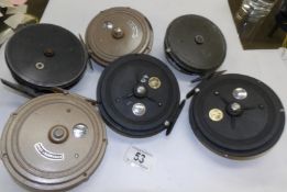 6 various Grice & Young fishing reels