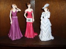 2 coalport figures and a Royal Worcester figure