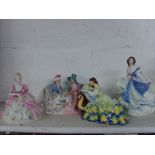 4 Royal Doulton figurines including Samantha and Afternoon Tea